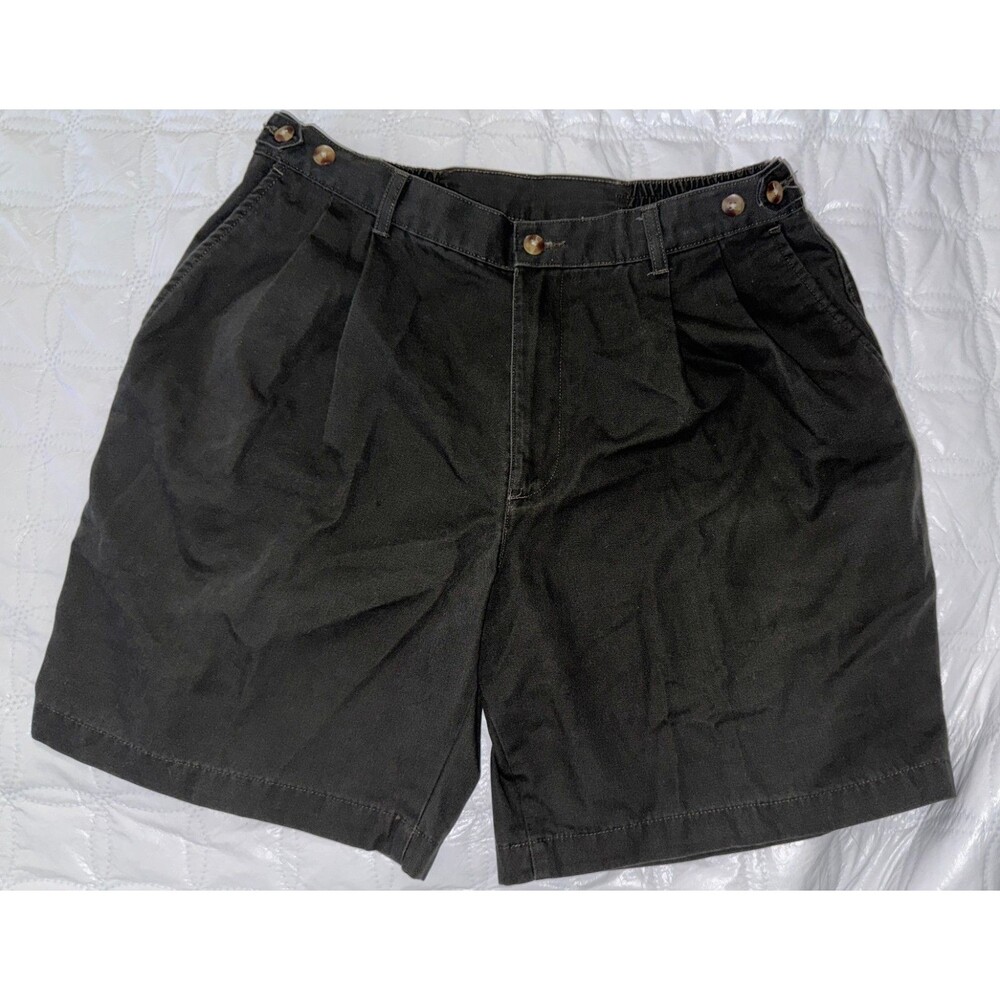 Savane Mens Size 34 Black Pleated Golf Casual Shorts 9" Inseam NO FLAWS